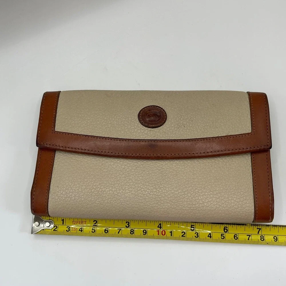 Dooney & Bourke Vintage All Weather Leather Wallet Women Tan Brown Trifold